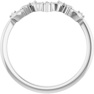 14K White .05 CTW Natural Diamond Contour Band