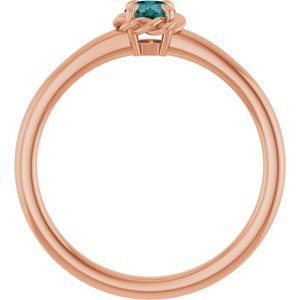 14K Rose Gold Natural Alexandrite Solitaire Rope Ring