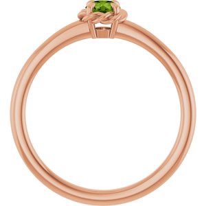 14K Rose Gold Natural Peridot Solitaire Rope Ring