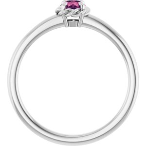 Platinum Natural Pink Tourmaline Solitaire Rope Ring