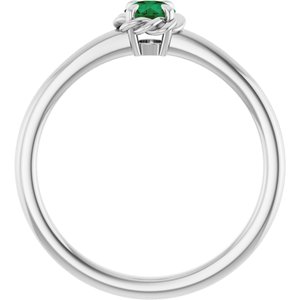 Platinum Lab-Grown Emerald Solitaire Rope Ring
