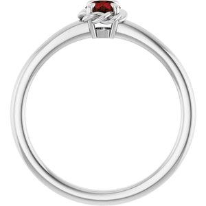 Sterling Silver Natural Mozambique Garnet Solitaire Rope Ring