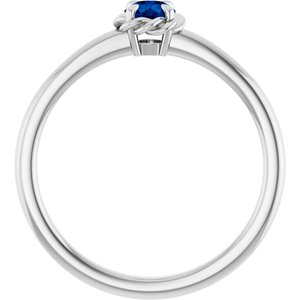 Sterling Silver Natural Blue Sapphire Solitaire Rope Ring