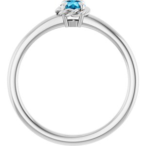 Platinum Natural Aquamarine Solitaire Rope Ring