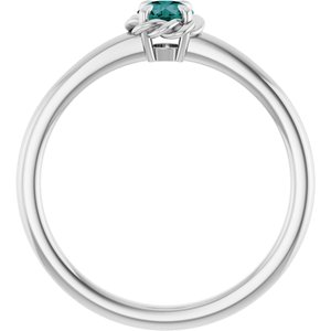 14K White Gold Lab-Grown Alexandrite Solitaire Rope Ring