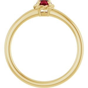 14K Yellow Gold Natural Ruby Solitaire Rope Ring