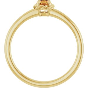 14K Yellow Gold Natural Citrine Solitaire Rope Ring