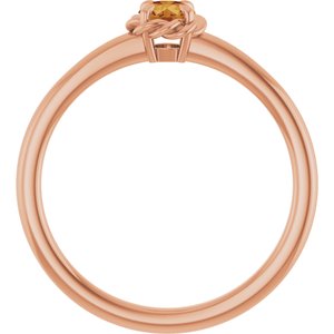 14K Rose Gold Natural Citrine Solitaire Rope Ring