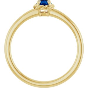 14K Yellow Gold Lab-Grown Blue Sapphire Solitaire Rope Ring