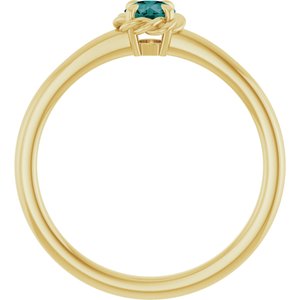 14K Yellow Gold Natural Alexandrite Solitaire Rope Ring