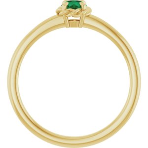 14K Yellow Gold Natural Emerald Solitaire Rope Ring
