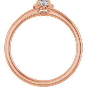 14K Rose Gold Natural White Sapphire Solitaire Rope Ring