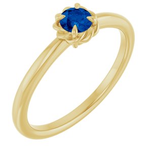 14K Yellow Gold Lab-Grown Blue Sapphire Solitaire Rope Ring
