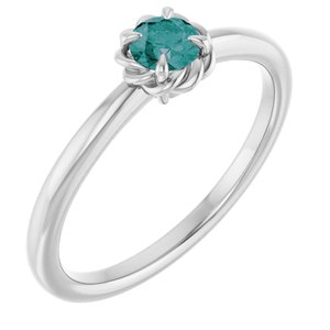 14K White Gold Lab-Grown Alexandrite Solitaire Rope Ring