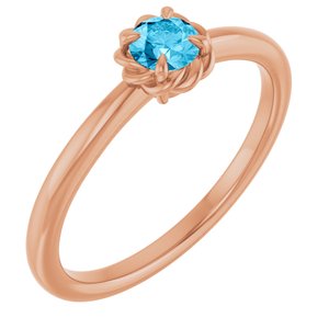 14K Rose Gold Natural Aquamarine Solitaire Rope Ring