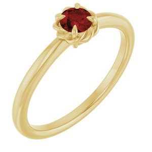 14K Yellow Gold Natural Mozambique Garnet Solitaire Rope Ring