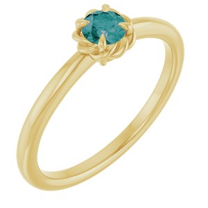 14K Yellow Gold Lab-Grown Alexandrite Solitaire Rope Ring