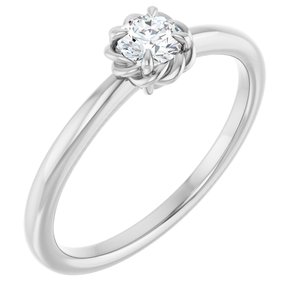 Platinum 1/5 CT Natural Diamond Solitaire Rope Ring