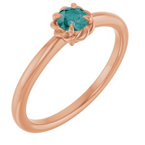 14K Rose Gold Natural Alexandrite Solitaire Rope Ring
