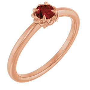 14K Rose Gold Natural Mozambique Garnet Solitaire Rope Ring