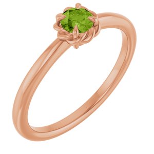14K Rose Gold Natural Peridot Solitaire Rope Ring