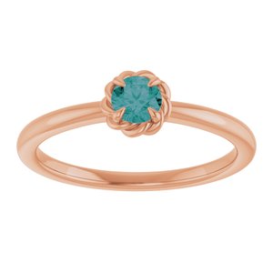 14K Rose Gold Natural Alexandrite Solitaire Rope Ring