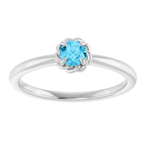 Sterling Silver Natural Aquamarine Solitaire Rope Ring
