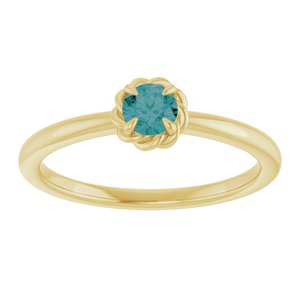 14K Yellow Gold Lab-Grown Alexandrite Solitaire Rope Ring