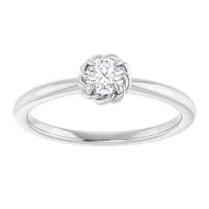Sterling Silver Natural White Sapphire Solitaire Rope Ring