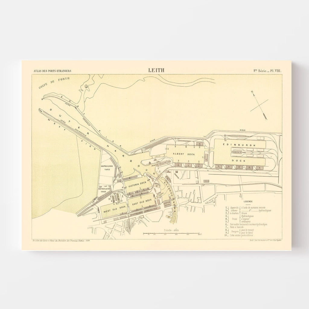 Vintage Map of Edinburgh, Scotland 1884