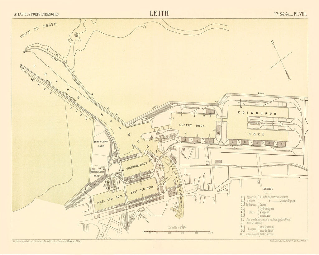 Vintage Map of Edinburgh, Scotland 1884