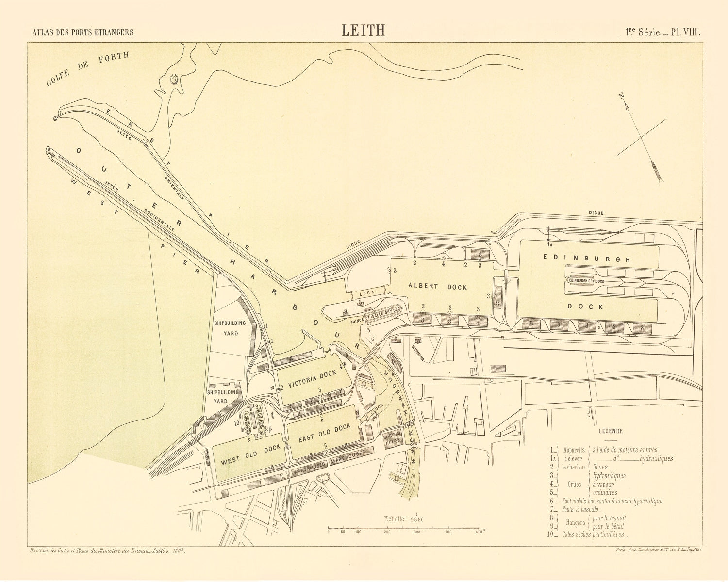 Vintage Map of Edinburgh, Scotland 1884