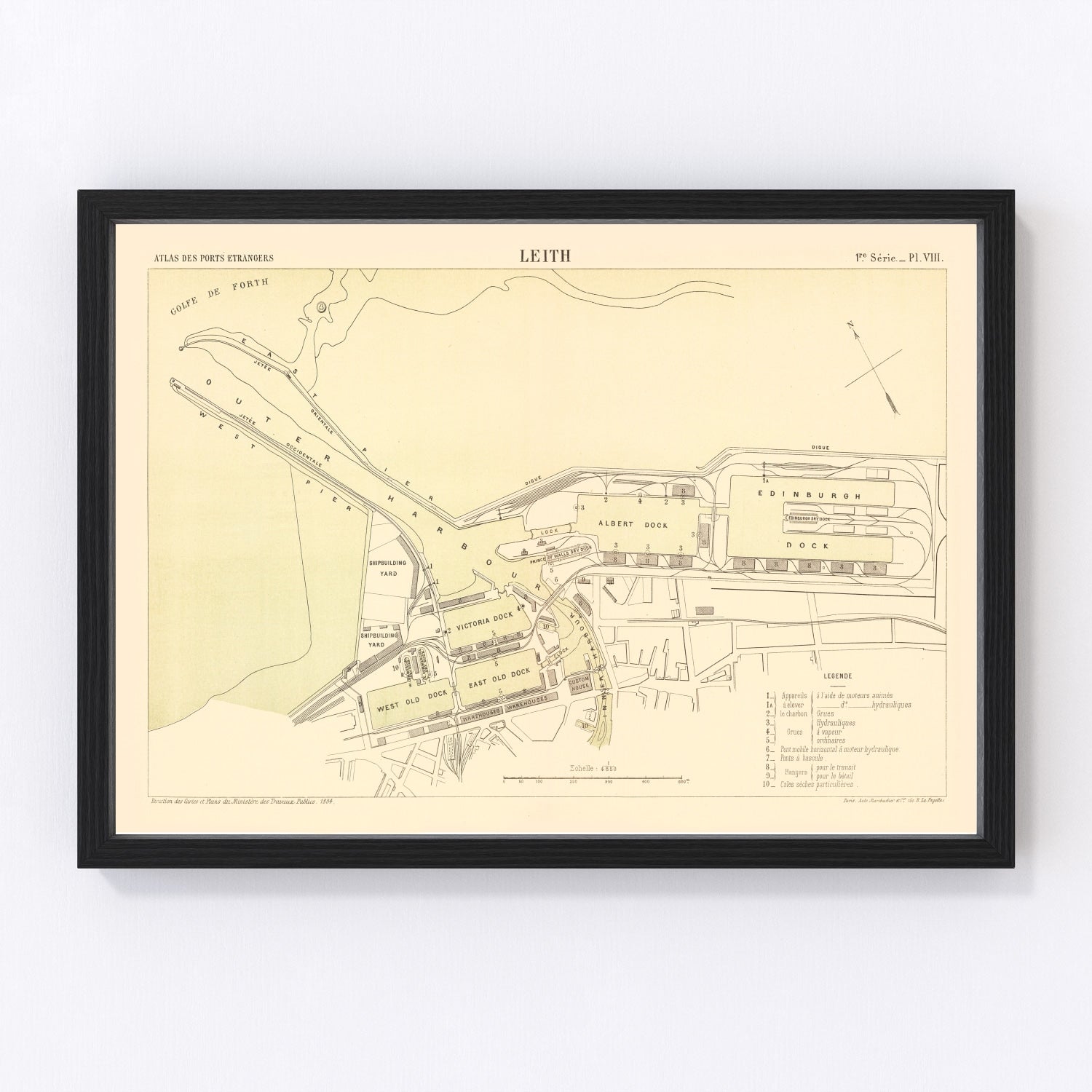 Vintage Map of Edinburgh, Scotland 1884