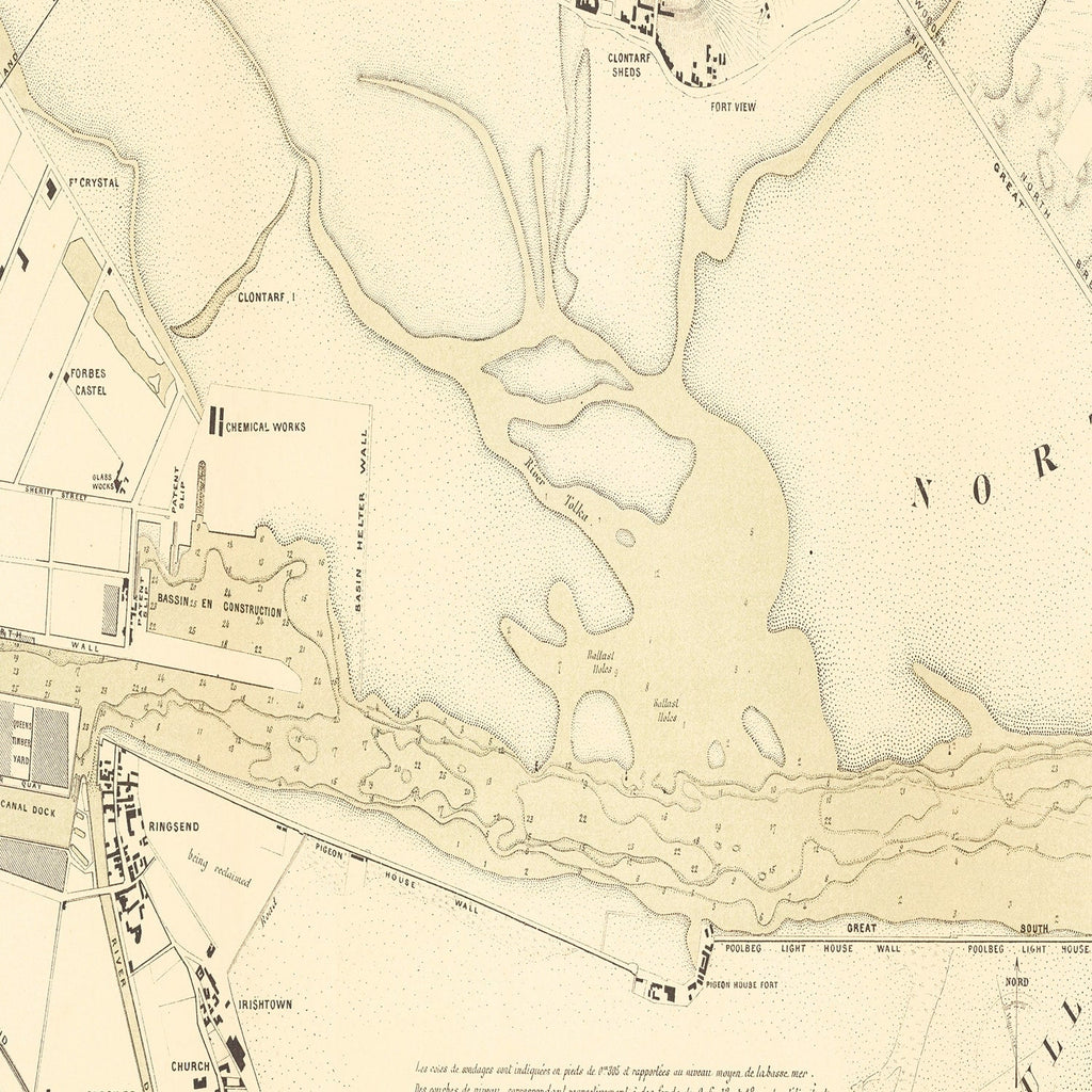 Vintage Map of Dublin, Ireland 1884