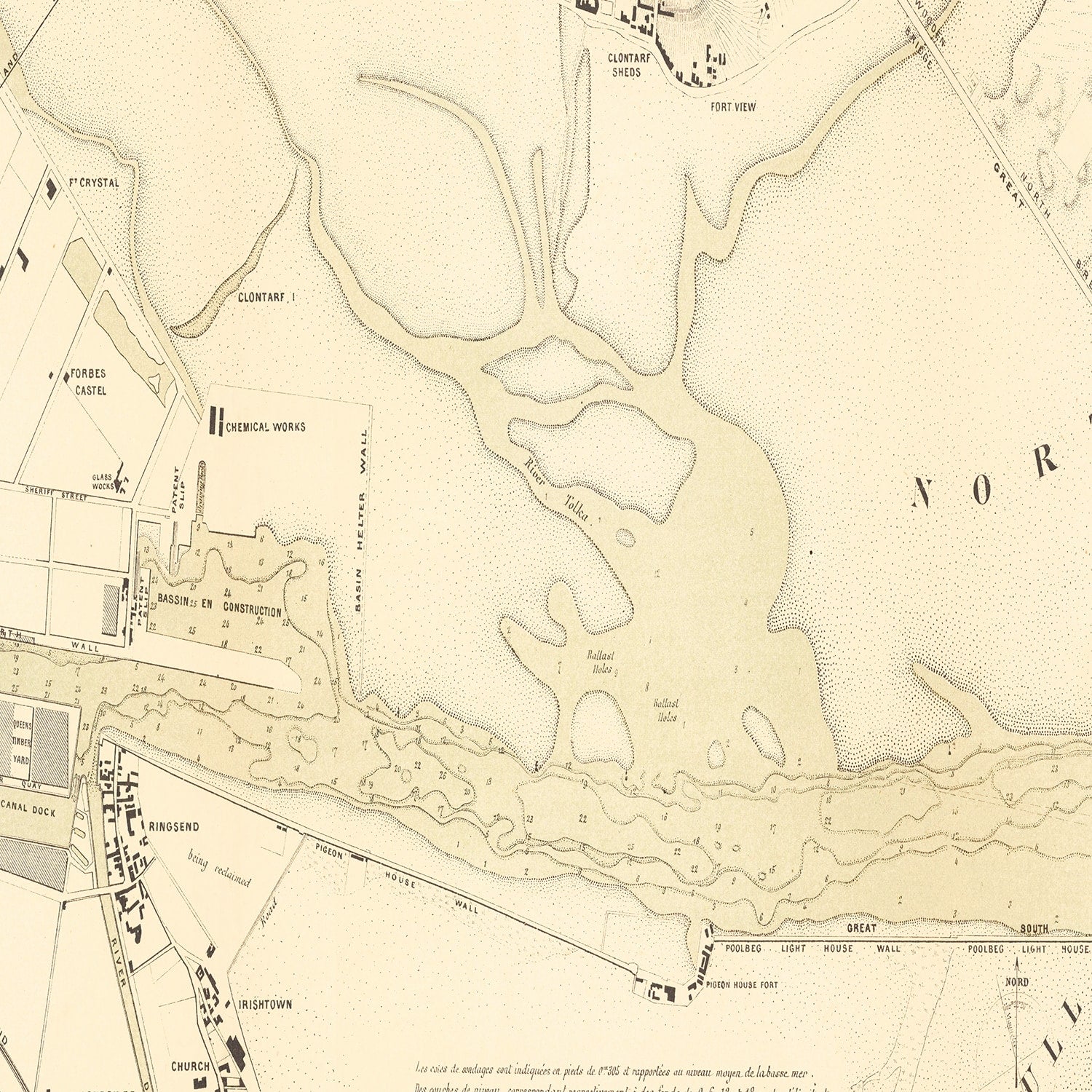 Vintage Map of Dublin, Ireland 1884