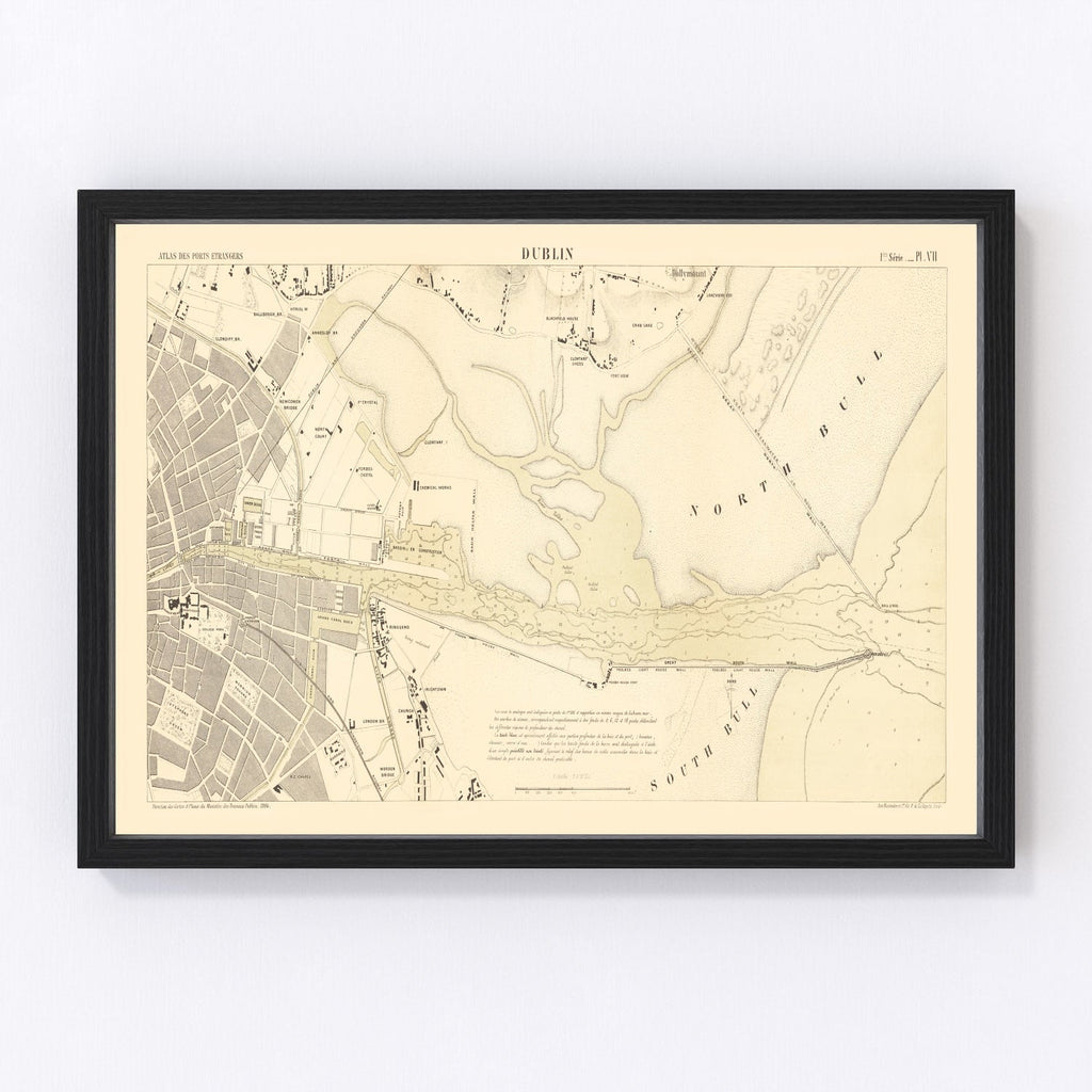 Vintage Map of Dublin, Ireland 1884