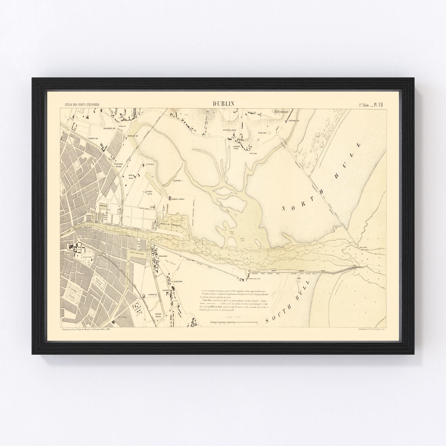 Vintage Map of Dublin, Ireland 1884