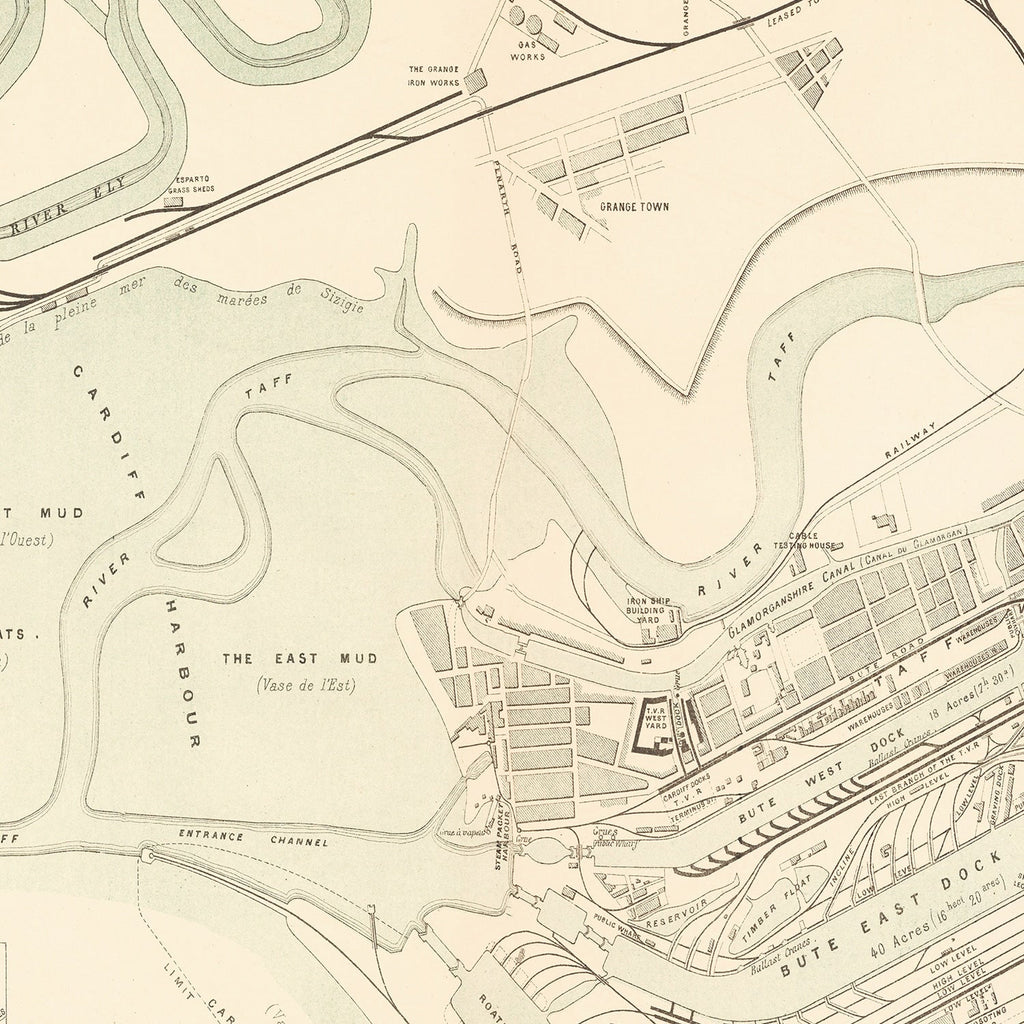 Vintage Map of Cardiff, England 1883