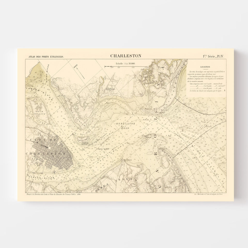 Vintage Map of Charleston, South Carolina 1884