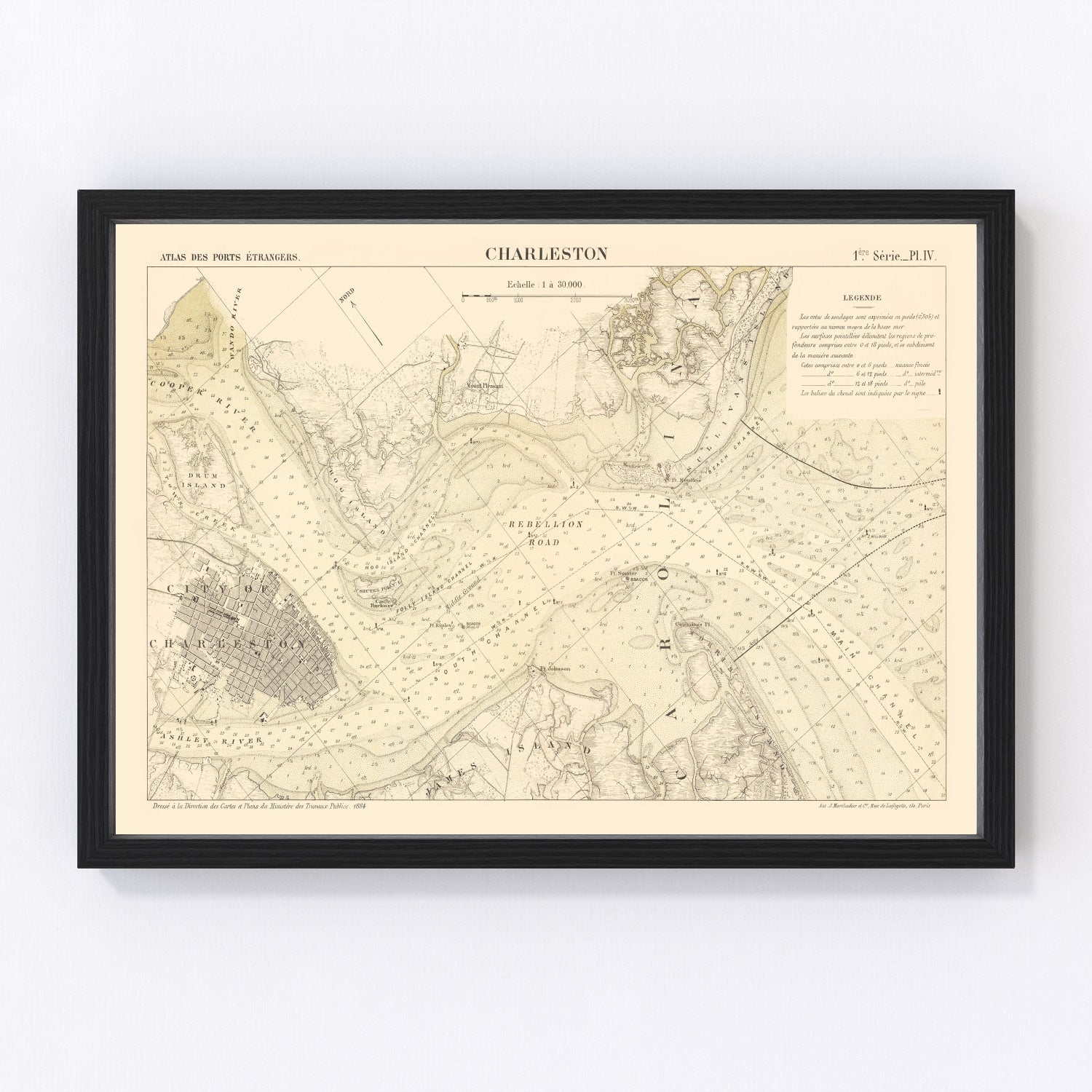 Vintage Map of Charleston, South Carolina 1884
