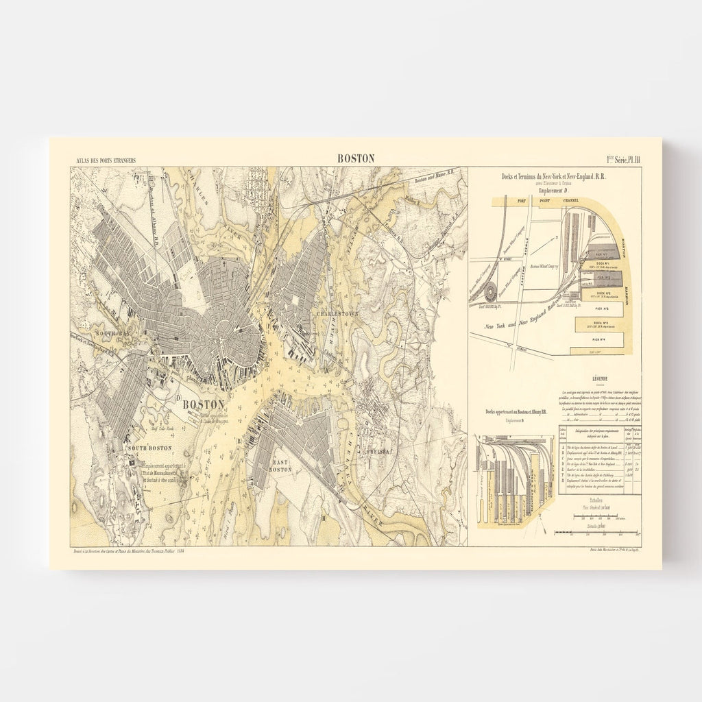 Vintage Map of Boston, Massachusetts 1884