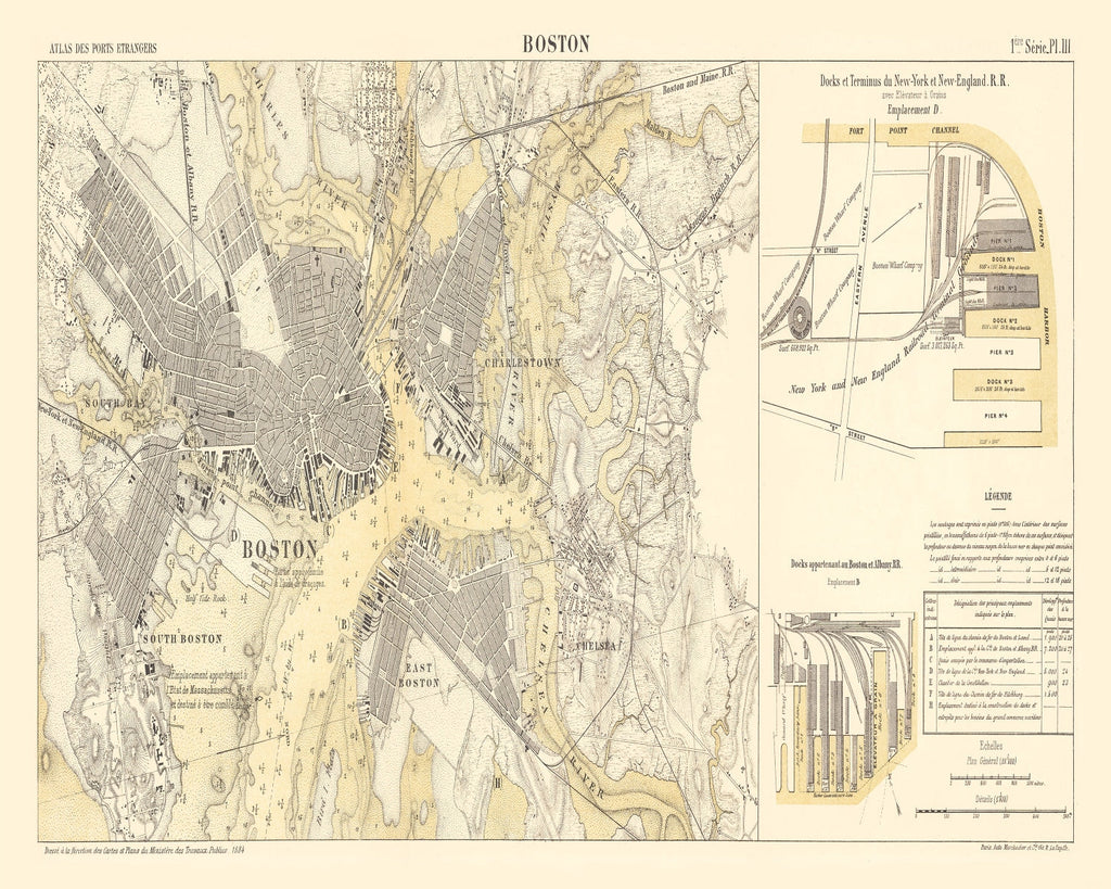Vintage Map of Boston, Massachusetts 1884