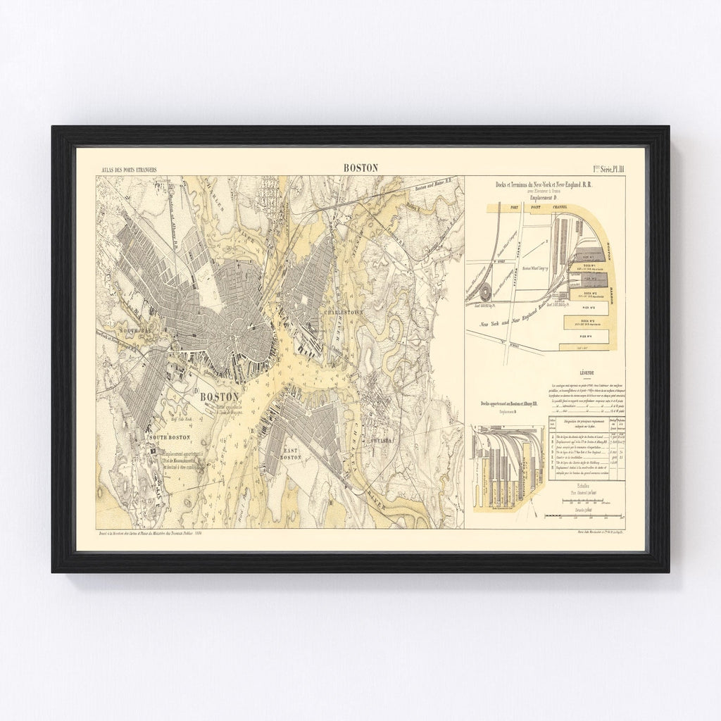 Vintage Map of Boston, Massachusetts 1884