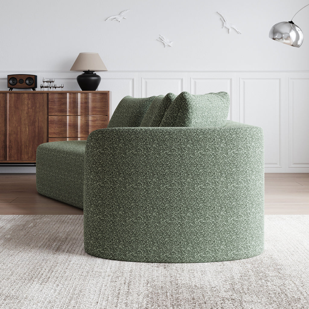 Modern Upholstered Oversized Sectional Sofa, 112-Inch Chenille 4-Seater Extra Deep & Wide Seat Curved Cloud Couch with 4 Throw Pillows, Free Combination Sofa Couch for Living Room,Bedroom