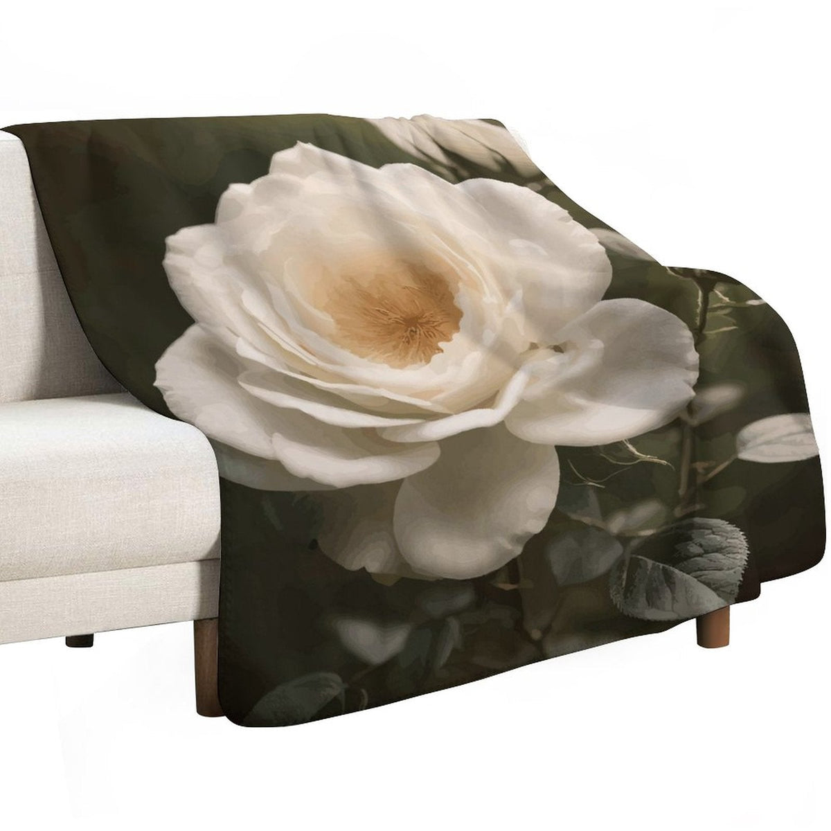 White Rose Sherpa Fleece Throw Blanket - 50"×60"