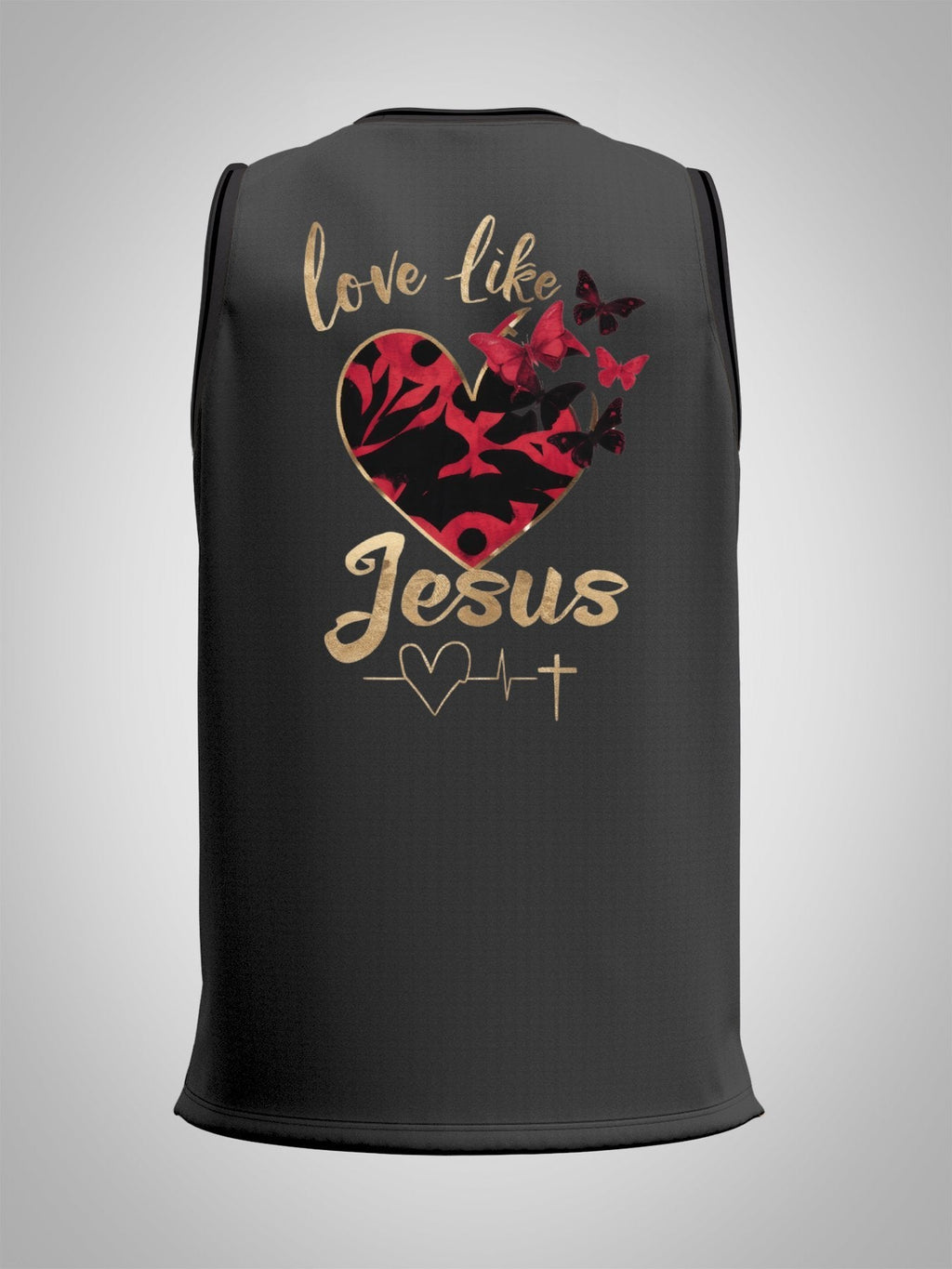 Love Like Jesus Adult Dark Grey Basketball Jersey | Ships From USA