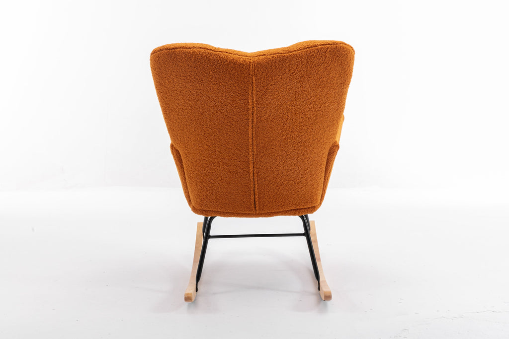 050-Teddy Fabric Rocking Gilder Nursery Chair For Living Room Indoor,Caramel