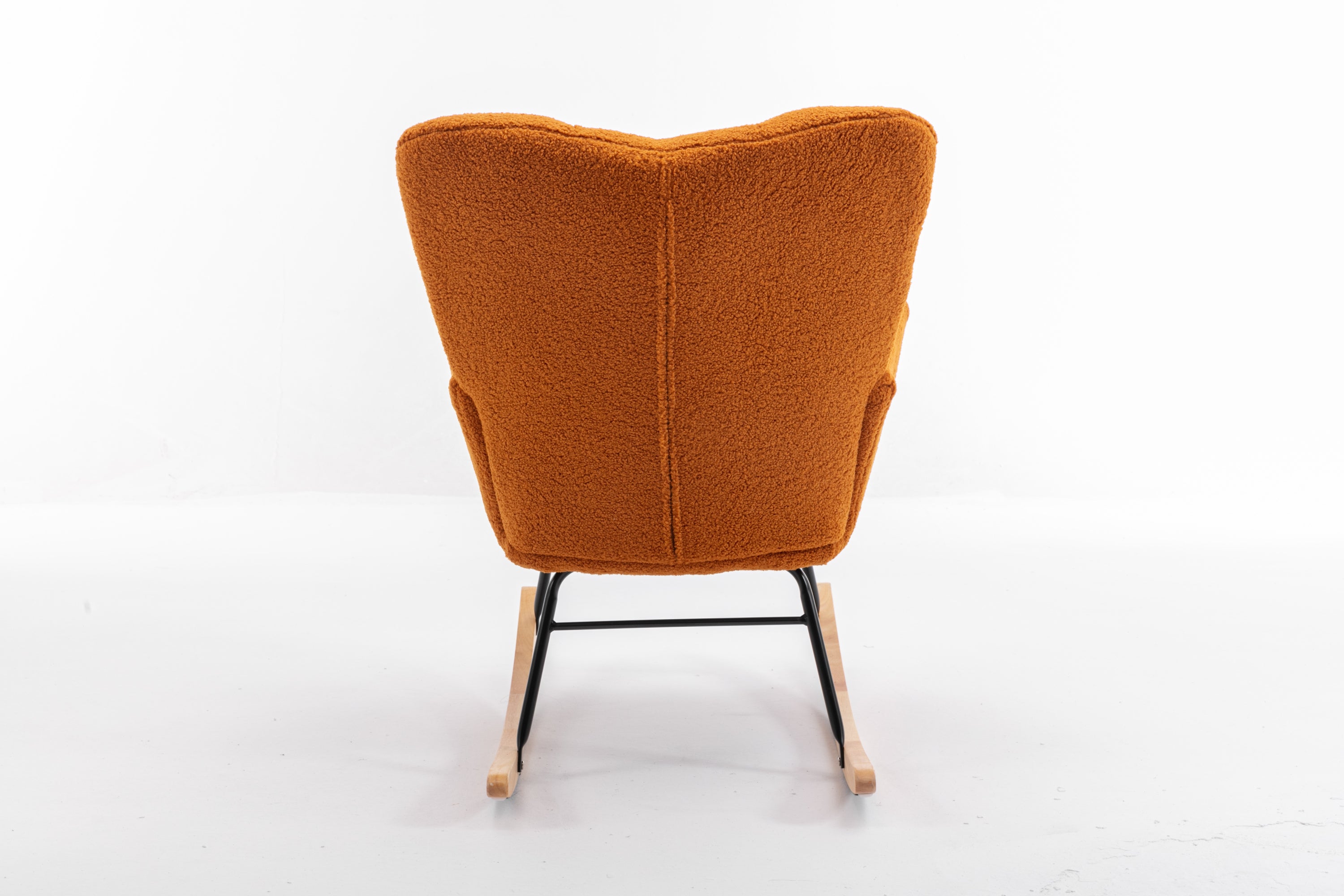 050-Teddy Fabric Rocking Gilder Nursery Chair For Living Room Indoor,Caramel