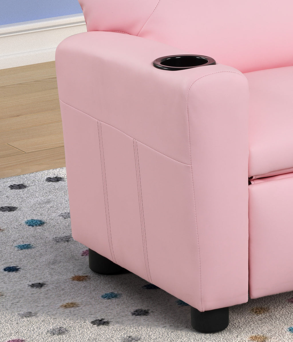 Marisa 23' Pink PU Leather Kids Recliner Chair with Cupholder