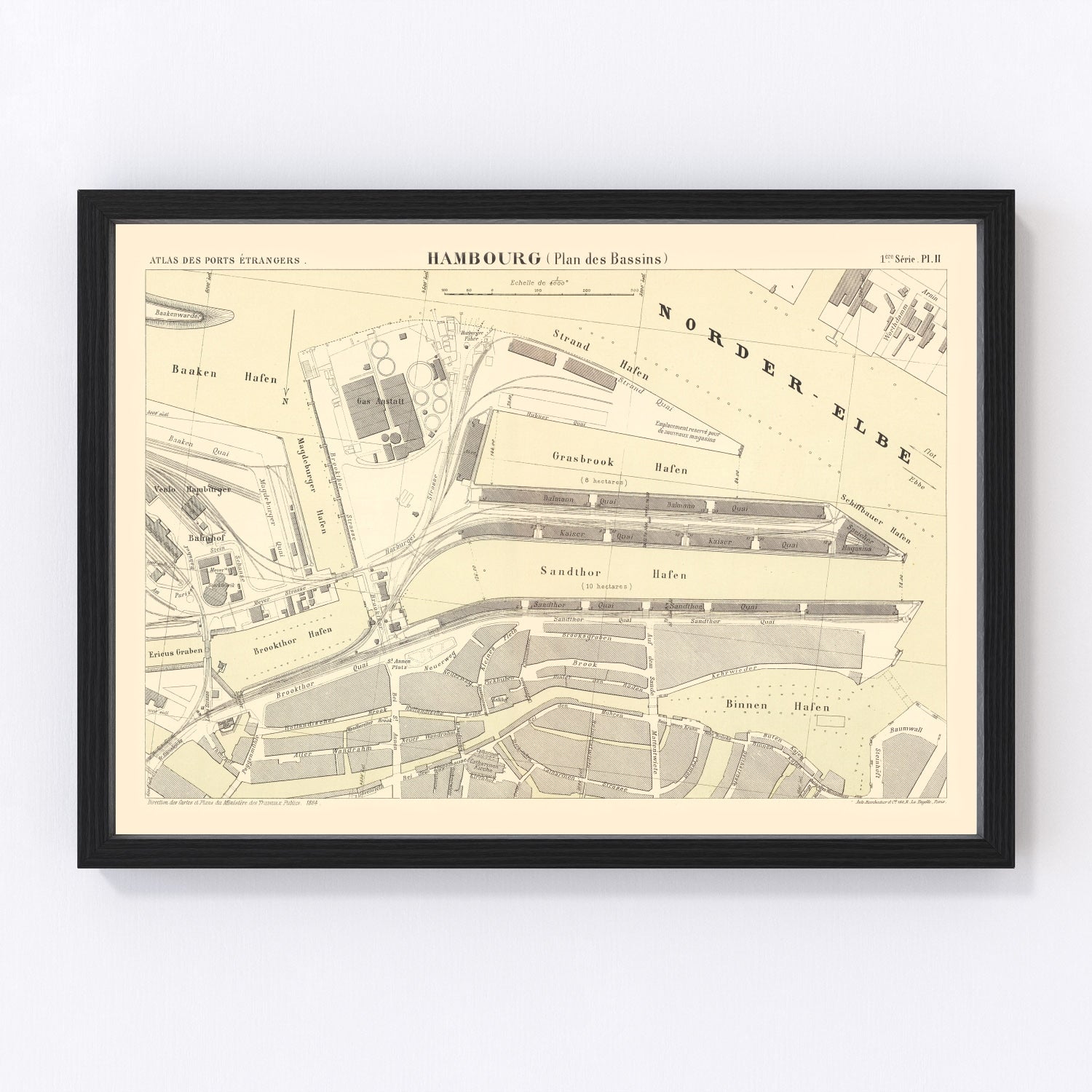 Vintage Map of Hamburg, Germany 1884